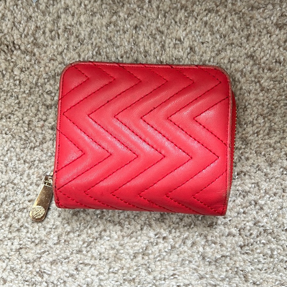 Red Leather Quilted Wallet - Vince Camuto